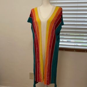 Rainbow stripe knit cover up